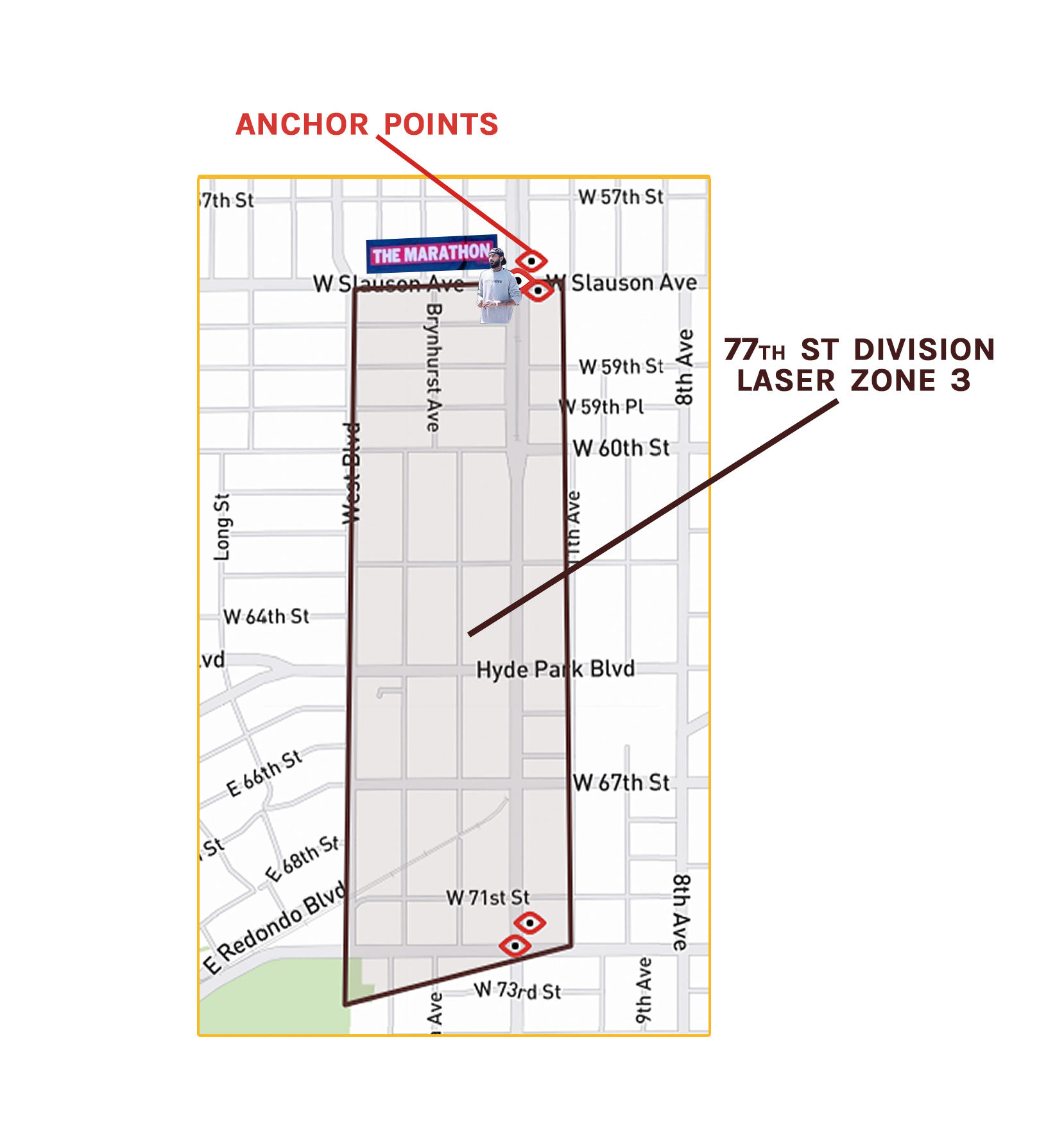 Anchorpoints in 77th Division 3 near Nipsey Hussles The Marathon Store Location